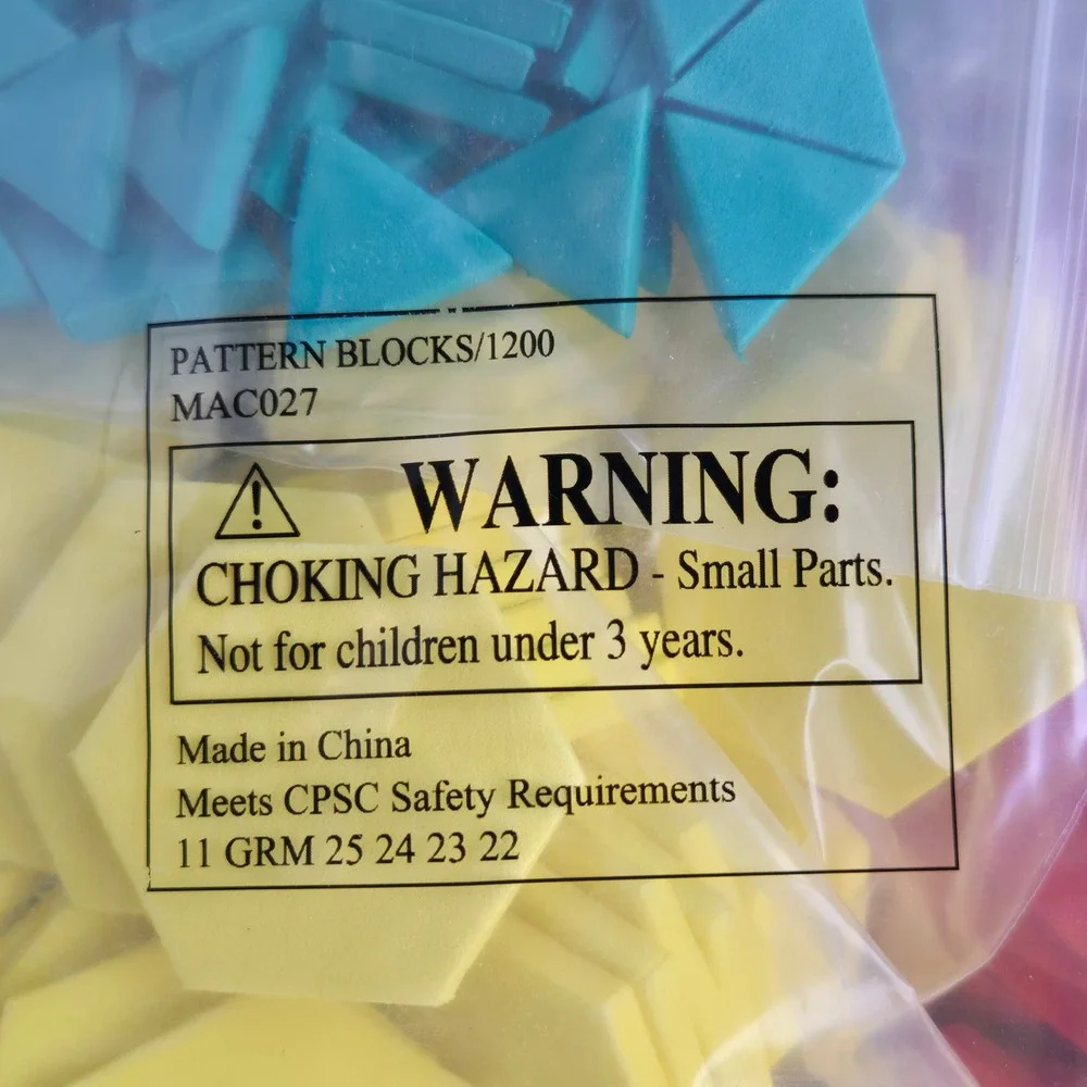 Pattern Blocks 1200 Piece Foam Geometric Shapes Math Manipulatives MAC027 Multi